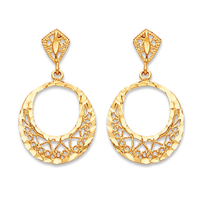 Flower Basket Earrings in 14K Gold and Butterfly Backing