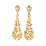 Flower Drop Earrings in 14K Gold and Butterfly Backing