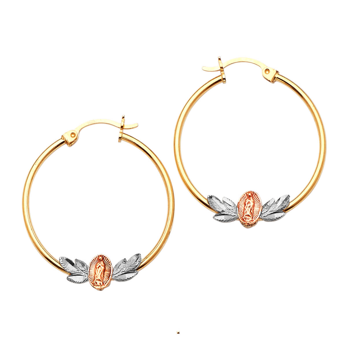 Guadalupe Hoop Earrings in 14K Tri-Color Gold