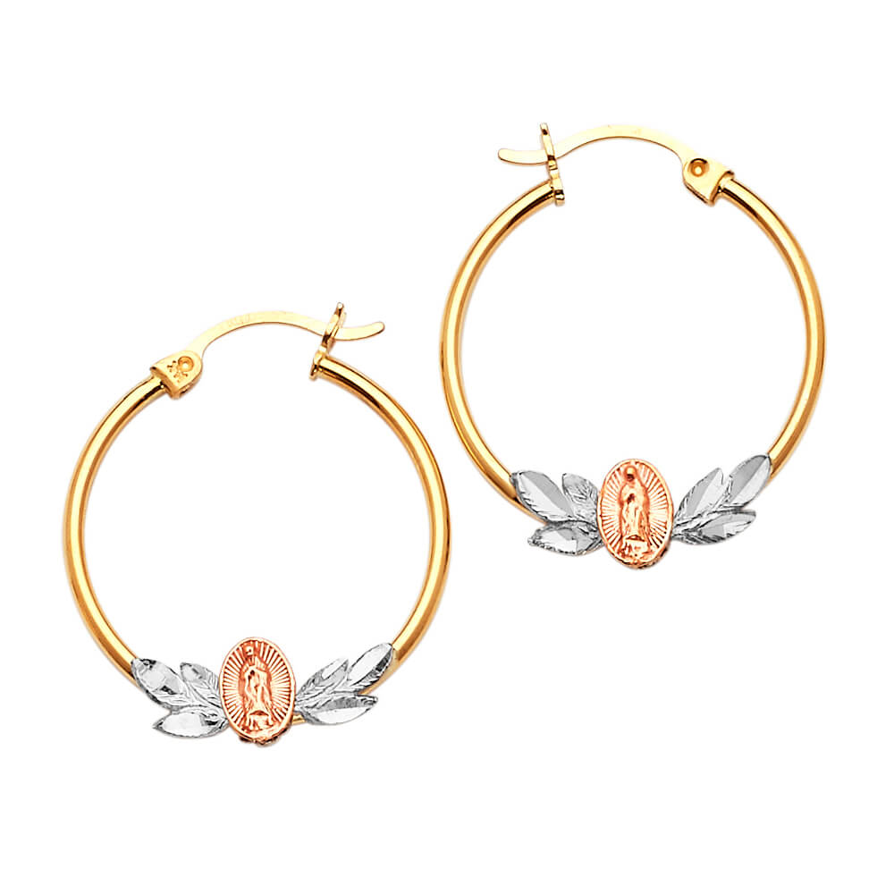 Guadalupe Hoop Earrings in 14K Tri-Color Gold