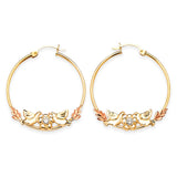 Dove Hoop Earrings with White CZ in 14K Two-Tone Gold