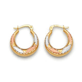 Scallop Hoop Earrings in 14K Tri-Color Gold