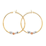 Flower Hoop Earrings in 14K Tri-Color Gold