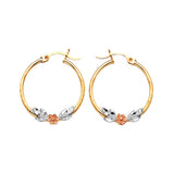 Flower Hoop Earrings in 14K Tri-Color Gold