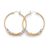 Heart Hoop Earrings in 14K Tri-Color Gold