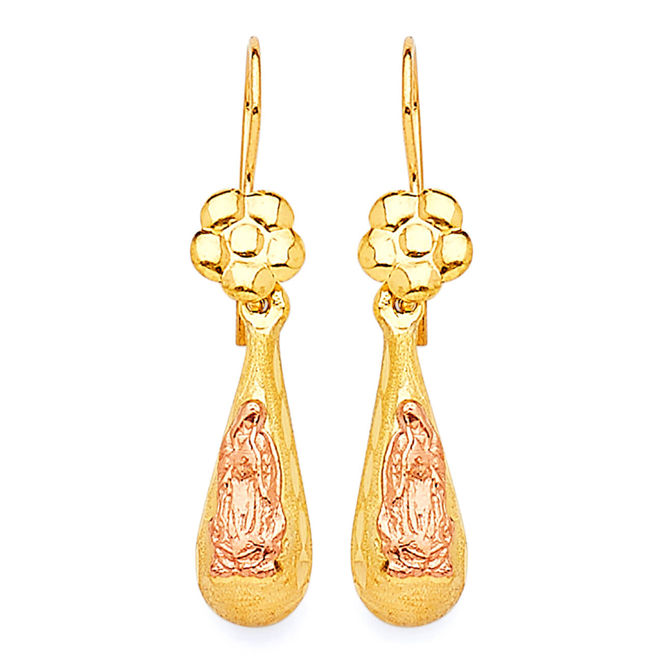 Guadalupe Teardrop Earrings in 14K Two-Tone Gold