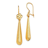 Flower Teardrop Earrings in 14K Gold