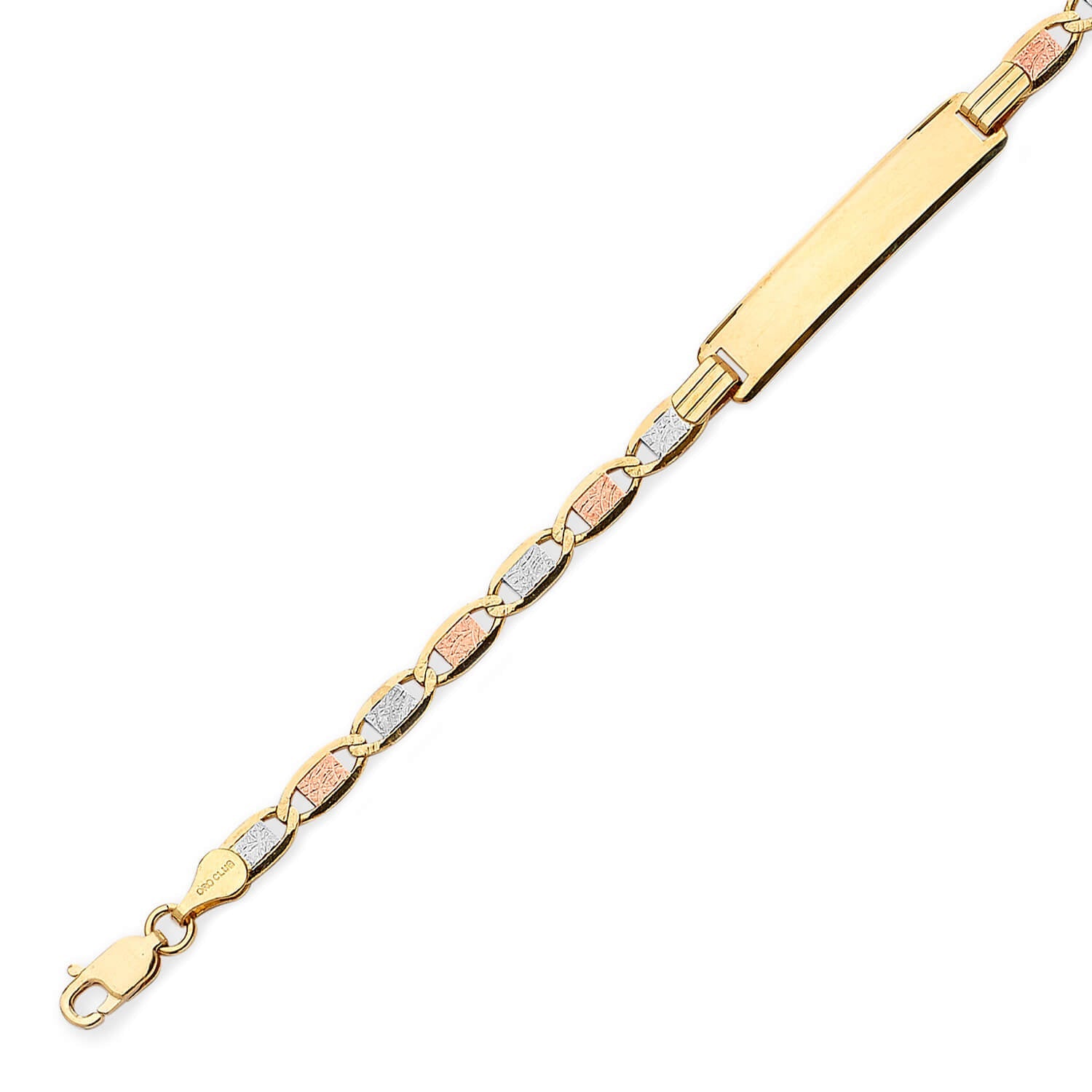 Valentino Kids ID Bracelet In 14K Tri-Color Gold