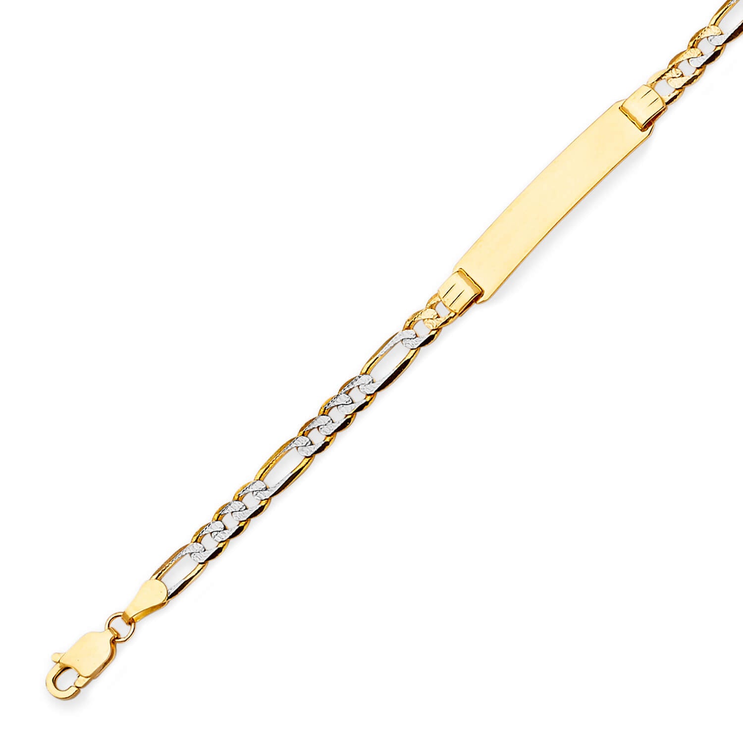 Figaro Kids ID Bracelet In 14K Two-Tone Gold