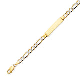 Figaro Kids ID Bracelet In 14K Two-Tone Gold