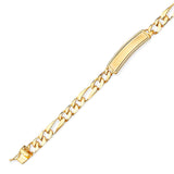 Figaro Kids Border ID Bracelet In 14K Gold