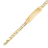 Cuban Kids Border ID Bracelet In 14K Gold