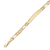 Figaro Kids Border ID Bracelet In 14K Gold