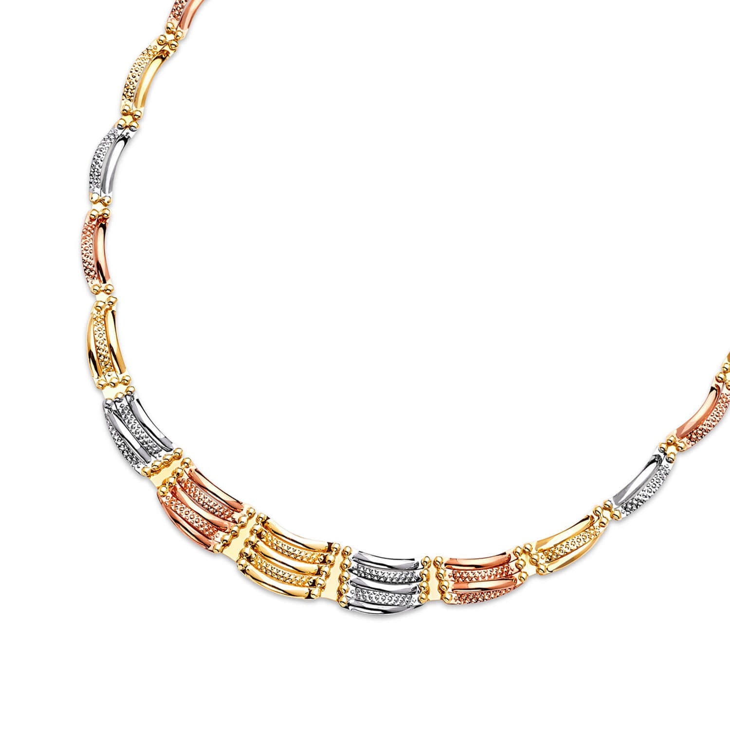 Fancy Necklace in 14K Tri-Color Gold