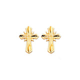 Cross Stud Earrings in 14K Gold and Butterfly Backing