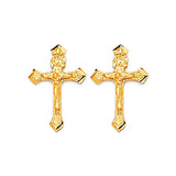 Crucifix Stud Earrings in 14K Gold and Butterfly Backing