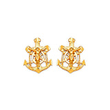 Crucifix Stud Earrings in 14K Gold and Butterfly Backing