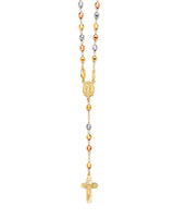 Crucifix Five-Decade Rosary Necklace in 14K Tri-Color Gold