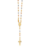 Crucifix Five-Decade Rosary Necklace in 14K Tri-Color Gold