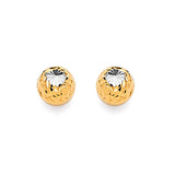 Gold Ball Stud Earrings in 14K Two-Tone Gold and Butterfly Backing