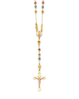 Crucifix Five-Decade Rosary Necklace in 14K Tri-Color Gold