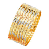 Flexible Ladies 7-Day Bangle in 14K Tri-Color Gold