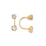 Telephone Stud Earrings with White CZ in 14K Gold and Screw Backing