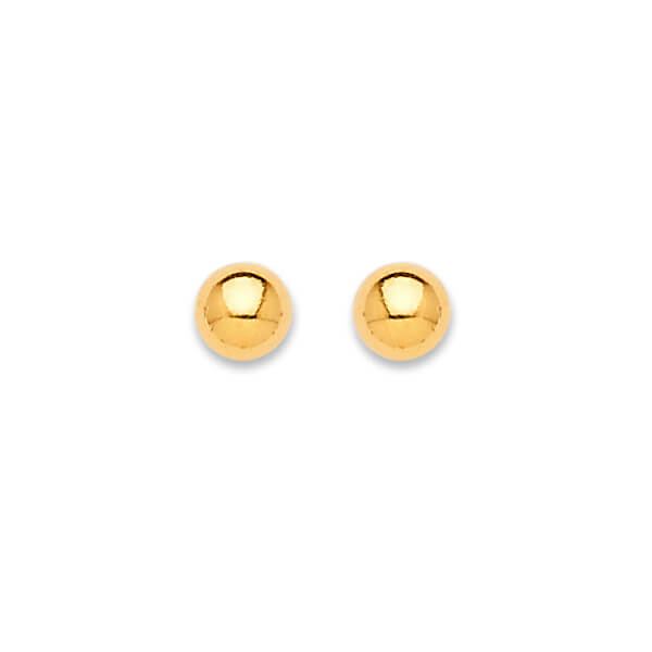 Gold Ball Stud Earrings in 14K Gold and Screw Backing