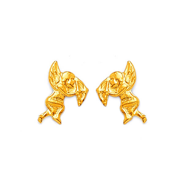 Cupid Stud Earrings in 14K Gold and Butterfly Backing