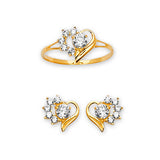 White CZ Heart Girls Two-Piece Set in 14K Gold