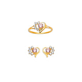 Pink & White CZ Heart Girls Two-Piece Set in 14K Gold