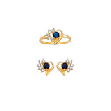Blue & White CZ Heart Girls Two-Piece Set in 14K Gold