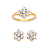 White CZ Flower Girls Two-Piece Set in 14K Gold