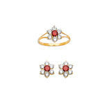 Red & White CZ Flower Girls Two-Piece Set in 14K Gold