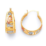 Bangle Hoop Earrings in 14K Tri-Color Gold