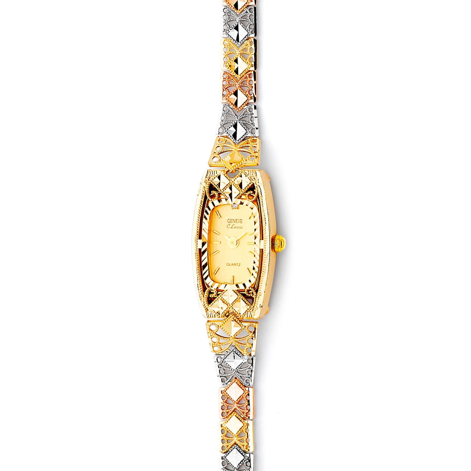 Oval Shape Ladies Watch in 14K Tri-Color Gold