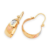 Heart Bangle Hoop Earrings in 14K Tri-Color Gold