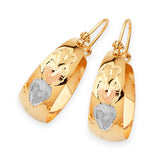 Heart Bangle Hoop Earrings in 14K Tri-Color Gold