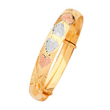 Adjustable Heart Girls Bangle in 14K Tri-Color Gold