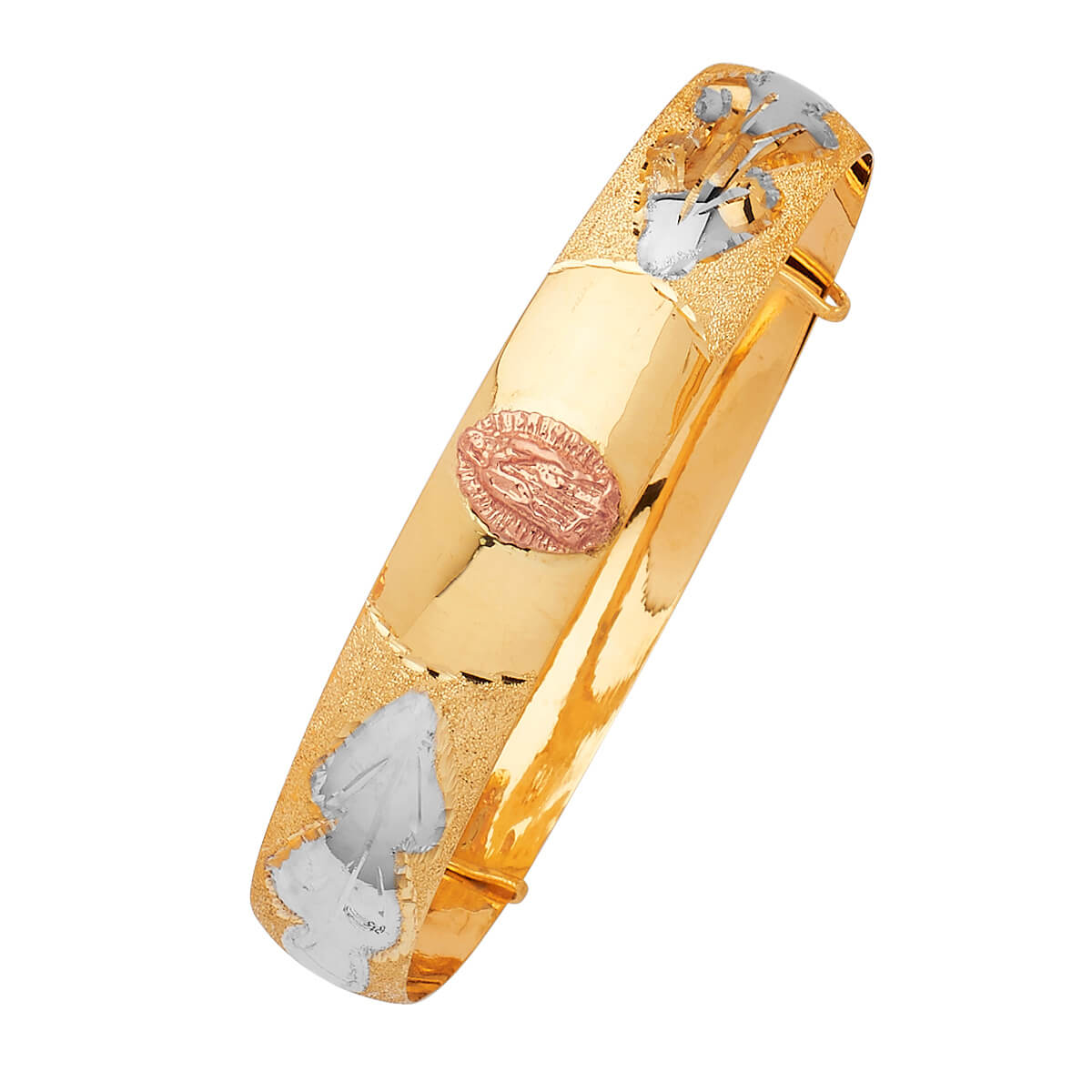 Adjustable Guadalupe Ladies Bangle in 14K Tri-Color Gold