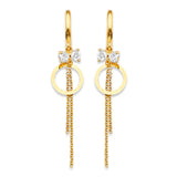 Butterfly Tassel Earrings with White CZ in 14K Gold
