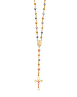 Crucifix Five-Decade Rosary Necklace in 14K Tri-Color Gold