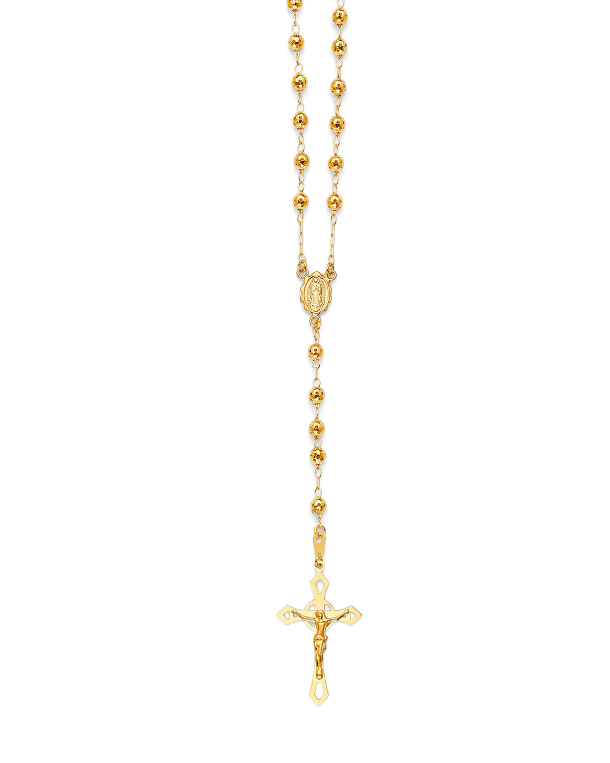 Crucifix Five-Decade Rosary Necklace in 14K Gold