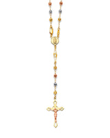 Crucifix Five-Decade Rosary Necklace in 14K Tri-Color Gold