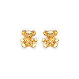 Bear Stud Earrings in 14K Gold and Butterfly Backing