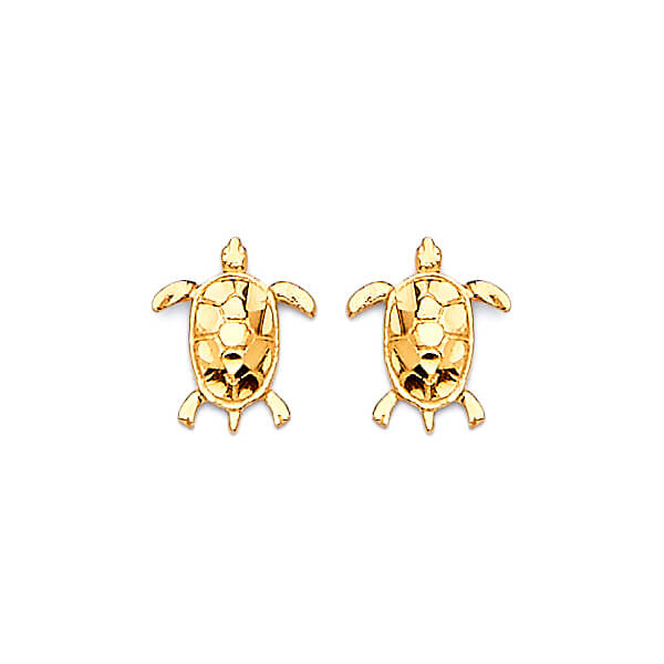 Turtle Stud Earrings in 14K Gold and Butterfly Backing