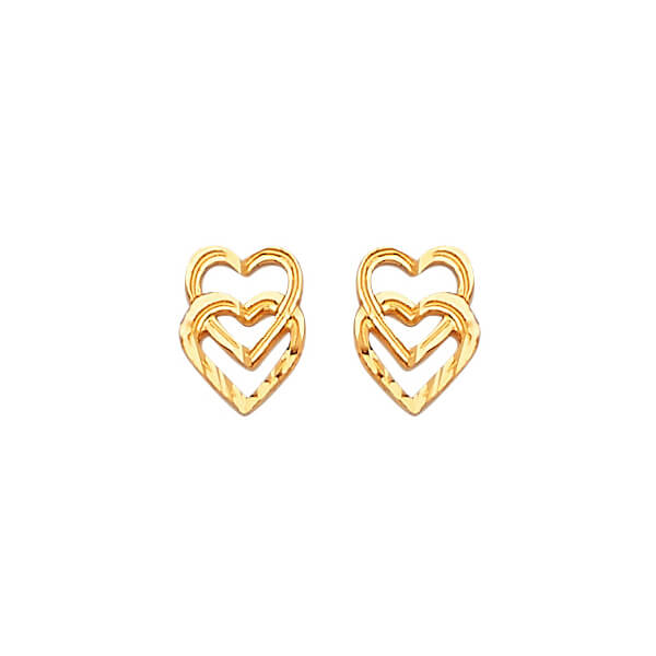 Heart Stud Earrings in 14K Gold and Butterfly Backing