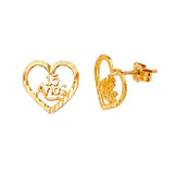Heart Stud Earrings in 14K Gold and Butterfly Backing