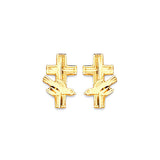 Cross Stud Earrings in 14K Gold and Butterfly Backing