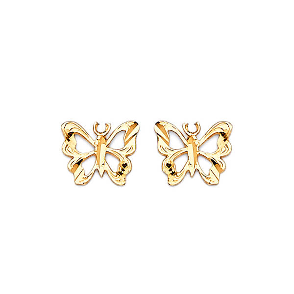 Butterfly Stud Earrings in 14K Gold and Butterfly Backing